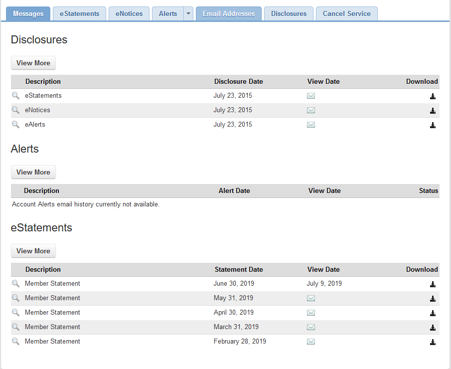 CCCU E-Services update screenshot, old main screen